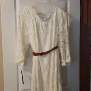 Ivory Lace Shoulder Dress